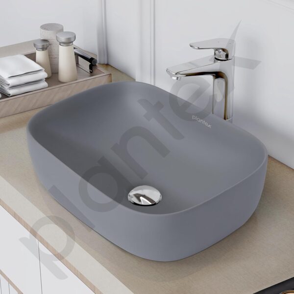 Plantex Ceramic Tabletop Washbasin/Bathroom Basin Sink/Basin for Bathroom/Wash Basin for Restaurant, Hotel (Matt Grey - 18 x 13 x 5 Inch) - Image 3