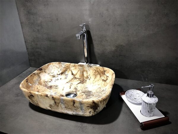 HISRE Table Top Wash Basin For Bathroom | Over Counter Top Wash Basin For Living Room | Washbasin Countertop | Tabletop Ceramic Bathroom Kitchen Sink (45 x 33 x 13 CM) (White - SKT1072) - Image 3