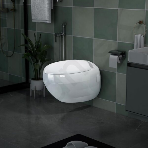 Plantex Ceramic Commode for Toilet/Rim Oval Shape Wall Hung Commode/Washdown Western Toilet with Soft Closing Toilet Seat (P-Trap, White) - Image 6