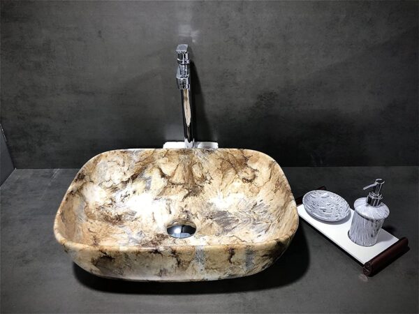 HISRE Table Top Wash Basin For Bathroom | Over Counter Top Wash Basin For Living Room | Washbasin Countertop | Tabletop Ceramic Bathroom Kitchen Sink (45 x 33 x 13 CM) (White - SKT1072) - Image 2