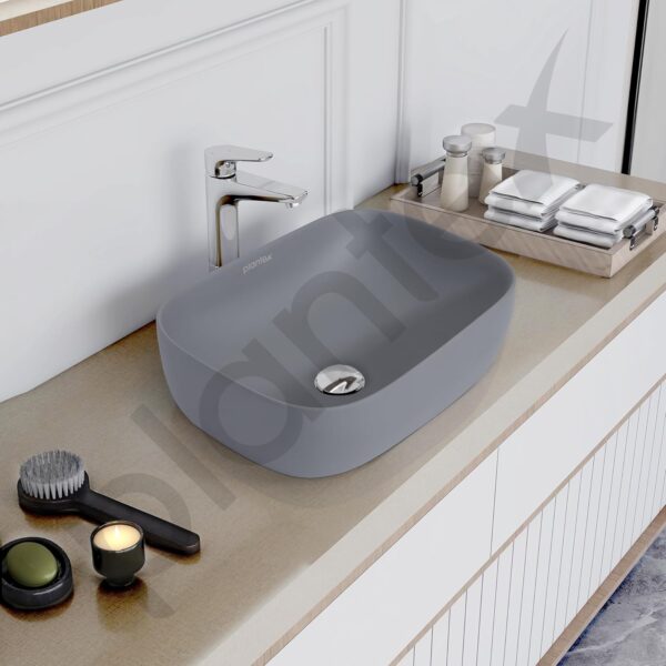 Plantex Ceramic Tabletop Washbasin/Bathroom Basin Sink/Basin for Bathroom/Wash Basin for Restaurant, Hotel (Matt Grey - 18 x 13 x 5 Inch) - Image 7