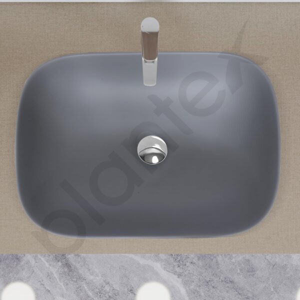 Plantex Ceramic Tabletop Washbasin/Bathroom Basin Sink/Basin for Bathroom/Wash Basin for Restaurant, Hotel (Matt Grey - 18 x 13 x 5 Inch) - Image 5